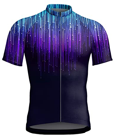 PODOLIXIA Striped Fahrradtrikot Herren Kurzarm, Atmungsaktive Rennrad Trikot Herren, Schnell Trocknend Material, Fahrradbekleidung für Männer, aus 100% Polyester