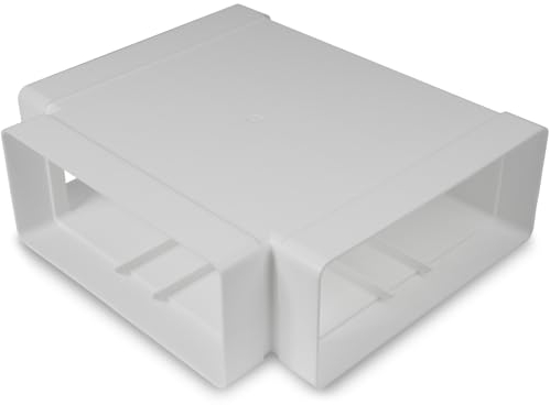 220 x 90 mm / 22 x 9 cm rechteckiges Kanal T Stück für Flachkanal-Anschluss – Lüftungssystem, Heizung, Kühlung – 3-Wege-Kanal-Adapter