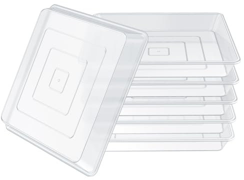 TAQIXI Lot de 6 soucoupes carrées de 30,5 cm - Transparentes et durables - Épais - Pour pot de fleurs - Plateau en plastique pour récupérer l'eau - Pour intérieur et extérieur