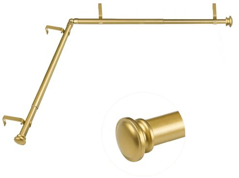 TONIAL Gardinenstangen für Eckfenster, 91,4 bis 183,9 cm, Mittelstange für Fenster, 1,9 cm, dekorative Teleskop-Vorhangstangen mit kleiner Kappe, Antikgold
