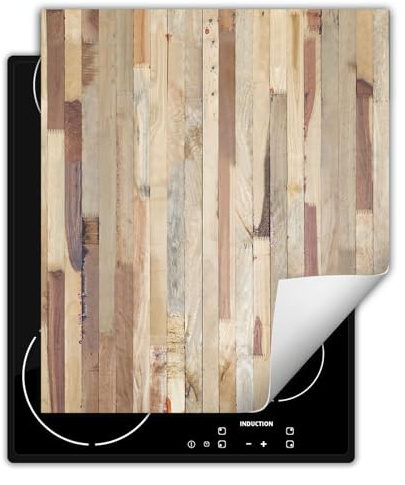 SMTDeco herdabdeckplatte Induktionsmatte herdabdeckung ceranfeld abdeckplatten für ceranfelder induktionskochfeld schutzmatte 50x52 cm Holz Mosaik Braun