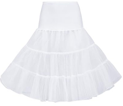 Wikoan Petticoat Reifrock Damen Unterrock Kurz Crinoline Underskirt Rock für 50er Cocktailkleid Weiß XL