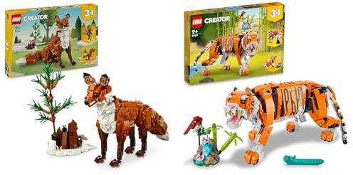 LEGO Creator 3-en-1 Les Animaux de la Forêt : Le Renard Roux, Jouet Transformable & 31129 Creator 3 en 1 Sa Majesté Le Tigre, Jouets Animaux pour Filles et Garçons dès 9 Ans, Figurines Panda