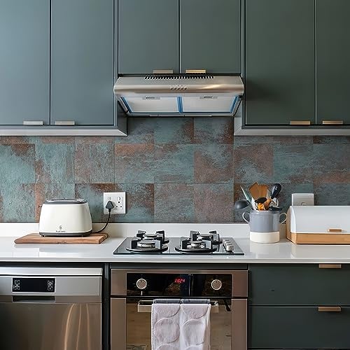 neukids 19.5x19.5cmx9PCS distressed splashback metal rust, bronze blue splashbacks for kitchen, kitchen splashbacks for walls cooker splashback, RV Panels Fireplace Cooker Backsplash