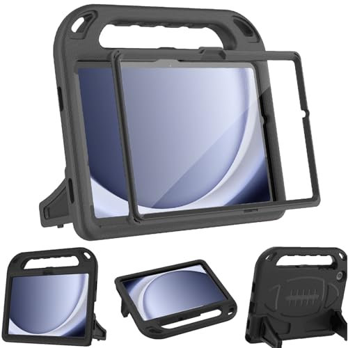 TOPWANT Kids Case with Built-in Screen Protector for Samsung Galaxy Tab A11+ Plus 11 inch 2025(SM-X230/X235/X236)/Tab A9+ Plus 11 inch 2023(SM-X210/X216/X218), Shockproof Case with Handle Stand, Black