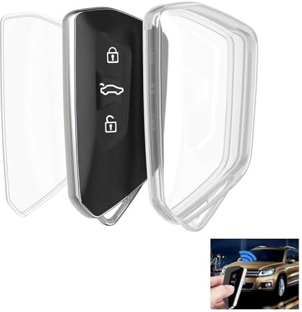 Schlüsselhülle Silikon für VW Golf 8, für vw schlüssel, für vw schlüsselhülle, Silikon TPU Schlüsselcover Transparent,Passend für VW ID.3,für ID.4,für Seat Leon,für Skoda Octavia,für Cupra Formentor