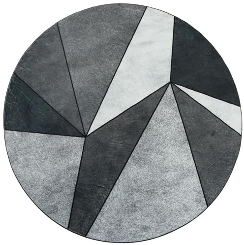 Betadistor Modern Round Rug Abstract Area Rugs Large Living Room Washable Non Slip Area Rug Diameter 120cm Grey Carpet Bedroom Accent Mat Home Décor Rugs Pads Floor Protectors 402-01120