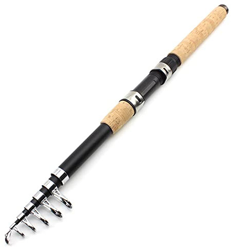 ZSXPBZL Angelrute,Teleskopruten,Spinnrute 2,4 m 2,7 mt 3,0 m 3,6 mt Teleskop-Spinning Angelrute Carbon Holzgriff Carp Angeln Pole Sea Rock Angelrute Test 30-150g(258cm)