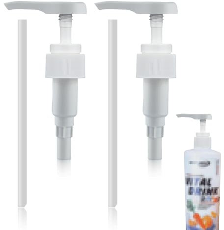 Dosierpumpe 1L Sirup für Best Body Nutrition,30mm Schraubflasche Dosierspender Sirupspender Wiederverwendbar Pumpaufsatz Shampoo Pumpspender Pumpkopf für 28/410 Gewindebehälter Flasche (1L-2-Stück)