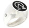 Holyart Collection Unisex-Ring f?r den kleinen Finger aus Silber 925 mit Alpha und Omega Symbolen auf schwarzem Hintergrund, 15.5 mm (0.61 inc.) - DE 49