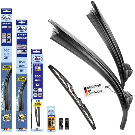 alca® Scheibenwischer Komplettset für CITROËN C5 II Break | 10.2004 - 03.2008, SUPER FLAT Flachbalkenwischer, extraflaches Design, Flexibel, Nanographitbeschichtung