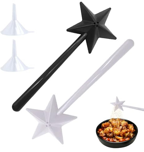 YCHYAN 2 Piece Saliere Magique, Saliere Baguette Magique, Perforated Salière et Poivrière Magiques with Funnel, Creative Kitchen Gadgets Seasoning Shaker, Ideal for Kitchen, Camping (Noir+Blanc)