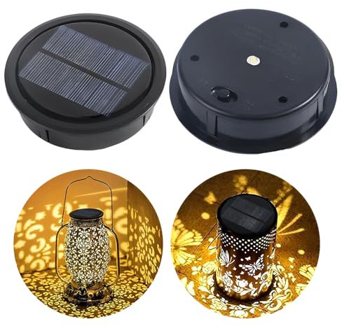 NAVESO Solarleuchten Ersatzteile 1200mAh, 2 Stück 10.5cm Solarleuchten Ersatz Top mit LED, Ersatz Solarmodul für Gartenleuchten, Wasserdicht Solar Ersatzdeckel, LED Solarleuchte Ersatz fürSolarlaterne