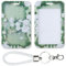 AfitLulu Porta Badge Scorrevole con Portachiavi Rimovibile, Porta Badge con Finestra Trasparente per Carta d'Identità, Patente di Guida, Biglietti di Prossimità, Carte di Credito (Verde)