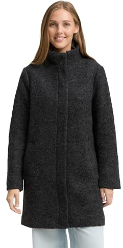 TOM TAILOR Denim Damen Bouclé Wollmantel mit Stehkragen