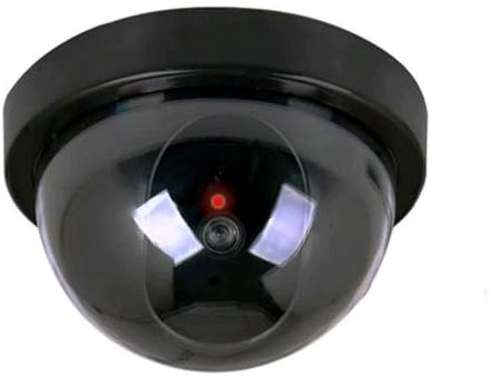 Cámara domo de simulación de domo con pilas, simulación de vigilancia falsa, cámara de seguridad CCTV para interiores y exteriores con luz LED