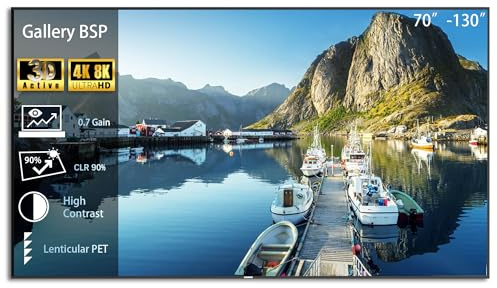 WUPRO Gallery Projector Screen BSP ALR 4K/8K Ultra HD Fixed Frame 16:9,Wall Mount,Compatible with UST (Non-ST/LT) (130)