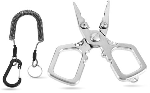 Dophee Fishing Pliers Saltwater, Stainless Steel Fishing Pliers Corrosion Saltwater Resistant Fish Hook Remover Line Cutter Scissors Tool Fishing Gear Accessories Gifts for Men