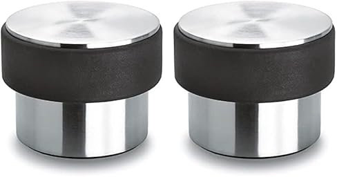 Blomus -STOP- Robuster Türstopper aus mattem Edelstahl, 2kg, mit Kratzschutz und Schutzrand aus Gummi, ideal für Zuhause und Büro, stilvolles Design (H/B/T: 7 x 9 x 9 cm, Edelstahl, 68306)