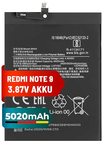 Mpsmobile® Akku für Redmi 9 / Redmi Note 9 | 4920mAh | Ersatzakku BN54