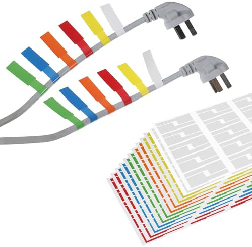 720 Pcs Wire Labels Cable Tags Labels 12 Colors Waterproof Cable Tags Self Adhesive Cables Tag Printable for Laser Printer and Handwriting Electronics Cable Management 3.35 × 1.02 × 0.39 Inch