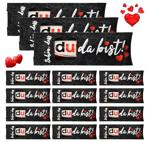 15 Stück Schön dass du da bist Geschenke Hülle Filz Geschenk für Verpackung Geschenkbox für Hochzeit Taufe Weihnachten Geburtstag Abschluss Konfirmation