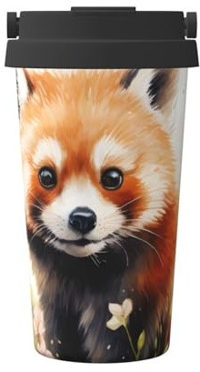 Mexpekil Insulated Coffee Cup Travel Mug with Leakproof Lid Red Panda Thermal Cups for Hot Drinks 500ml