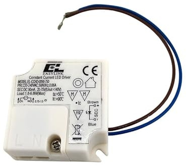 Constant Current LED Driver EL-CCHD-0090-750, 90mA 20-75 Volt 6.8W Elektronischer Transformator Treiber, nicht dimmbar, weiß