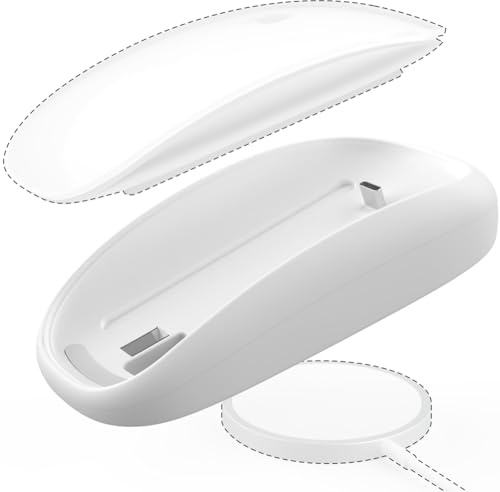 Koolenry Ergonomic Grip& Mouse Base for Magic Mouse 2 USB C Wireless Charging Mouse Charger for Magic Mouse 2 White