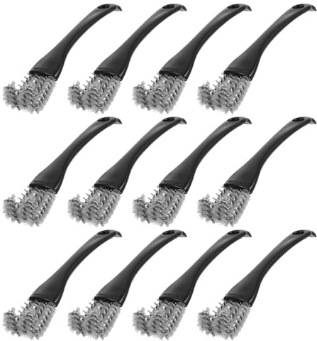 VANZACK 15Pcs Bird Cage Cleaner Brush Set with Long Handle, Dual-Head Droppings Scraper and Pet Cage Cleaning Tool for Parrot Perches and Kennels, Black with Gray Bristles