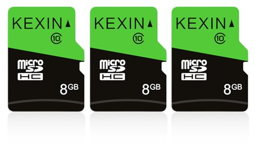 KEXIN Micro SD Card 8GB Pack of 3 MicroSDHC UHS-I Class 10, Mini SD Card, Memory Card for Smartphone, Tablet, Camera