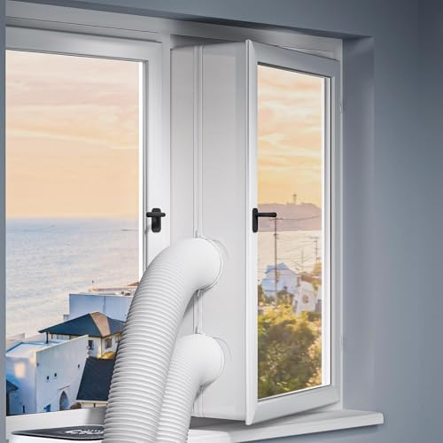 Kit Calfeutrage Climatiseur,400CM Joint de Fenetre,Kit Climatisation Fenêtre Fonctionne avec Toutes Les Unités de Climatisation Mobiles et Sèche-Linge,Installation Facile