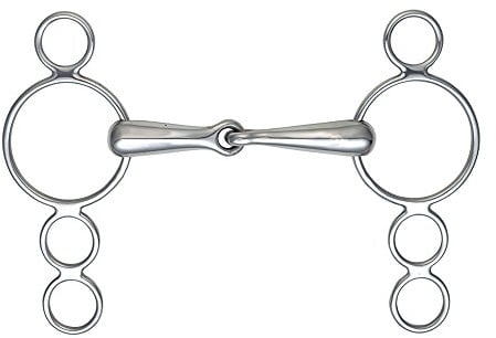 Shires Dutch Gag #607 3-Ring Single Jointed Horse Bit - Stainless Steel - Multiple Sizes 6