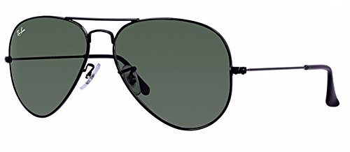 Ray-Ban Original Piloten Sonnenbrille Aviator RB3025 (Rahmen: Black/Gläser: G15 Dunkel Grau-Grün)