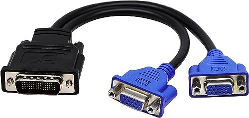 zdyCGTime DMS-59 59-pin mâle vers Dual VGA Femelle Y Splitter câble Adaptateur de Carte vidéo pour Matrox Molex ATI NVIDIA Lenovo HP Dell Computer-10inch