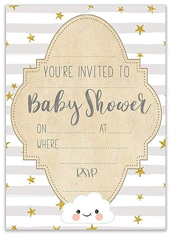 Baby Shower Invitations - Pack of 10 Baby Invite Cards Neutral Design Perfect For Boy or Girl baby showers No Envelopes Included (BSICG)