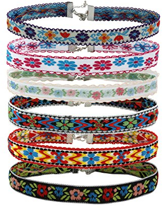 MILAKOO Boho Halskette für Damen Blume Stickerei Choker Velvet Halskette für Mädchen Vintage Halsreifen