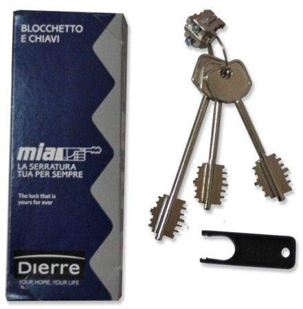 BLOCCHETTO E 3 CHIAVI DIERRE per porta blindata per cambiare serratura porta d'ingresso facilmente