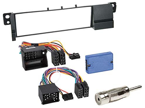 1 DIN Radio Einbauset mit Lenkradfernbedienung für BMW 3er E46 1998-2007 schwarz