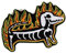 Skelett Bügelbild Dackel mit Flammen Flicken 9 x 13 cm Aufnäher Hund Patch Feuer Aufbügler Halloween Kostüm Aufnäher zum aufbügeln für Fasching Karneval