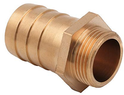 BFG Connecteur de tuyau d'arrosage pour robinet extérieur, filetage mâle BSP de 1,9 cm vers queue barbelée de 25 mm – Laiton massif, solution de plomberie durable et fiable pour les jardins,