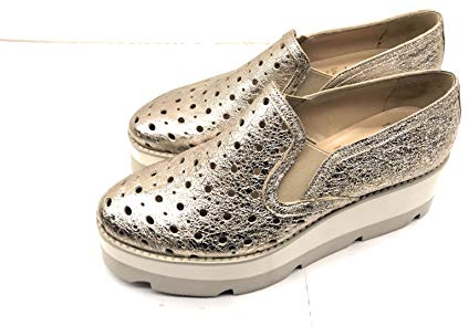 Luca Grossi D600M Damen-Ausschnitt, perforiert, Platin, Roségold, Zeppa 40, Grau - Platin - Größe: 39 EU