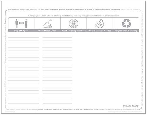 AT-A-GLANCE Lot de 25 feuilles jetables pour espace de travail à la maison ou au bureau