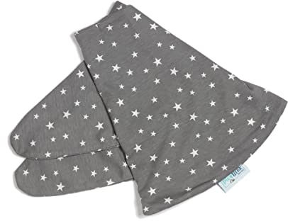 pic Bear Stillmond Ersatzbezug - hochwertige anschmiegsame Jersey Baumwolle für Schmusekissen - Stillkissen - 120 cm - Sterne grau-weiß