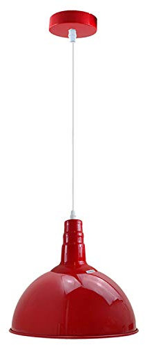 LEDSone Retro Modern Metal Red Colour Lamp Shade Ceiling Light, Vintage Industrial Pendant Lights for Bedroom, Kitchen,Living Room (Red)