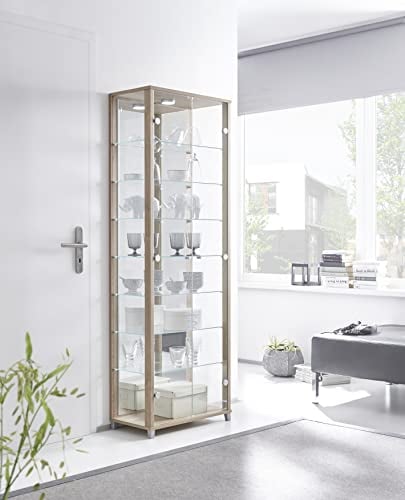möbelando Vitrine Glasvitrine Standvitrine Vitrinenschrank Berlin VI Noce