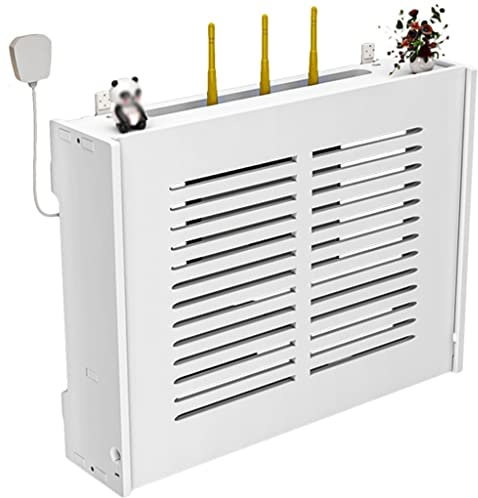 cabinets Floating Shelf, WiFi Router Storage Boxes,Wall Hanging Plug Board Storage Shelf, Wooden Box Cable Power Wire Bracket (Color : White, Size : 42x11x31cm)