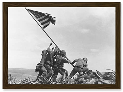 Artery8 Rosenthal Raising Flag Iwo Jima Iconic WWII Photo A4 Artwork Framed Wall Art Print FLAGGE 2. Weltkrieg Foto Mauer