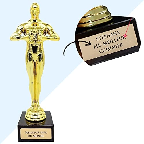 KDO MAGIC - Trophée Personnalisable - Statuette dorée personnalisée - Gravé avec Texte - Cadeau fête des pères, noël, Retraite, Homme