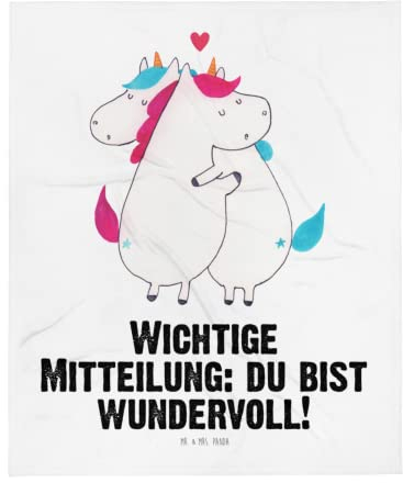 Mr. & Mrs. Panda Fleecedecke Einhorn Mitteilung - Geschenk, Einhörner, Wohndecke, Tagesdecke, Wolldecke, Liebe, Unicorn, Valentinstag, Decke, Spruch, Partner, Entspannen